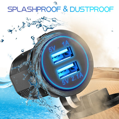 5V 3.1 A 12V dual USB Car Charger With panel waterproof power adapter socket outlet motorcycle boat vehicles