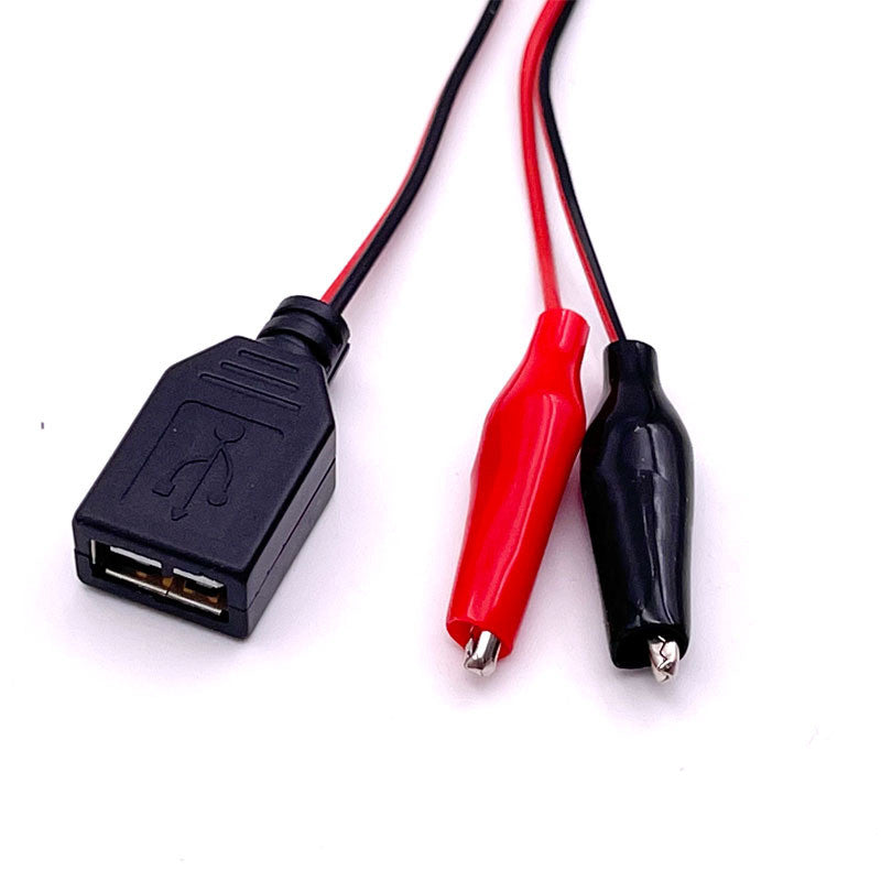 1pcs USB  Alligator Test Clips Connector Power Supply Adapter Wire 60cm Cable Red and Black Male Female