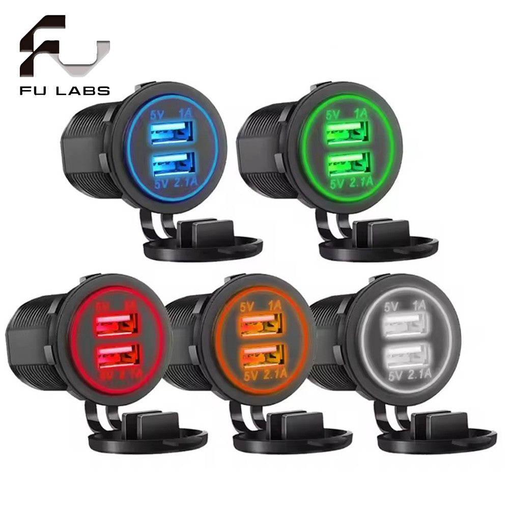 5V 3.1 A 12V dual USB Car Charger With panel waterproof power adapter socket outlet motorcycle boat vehicles