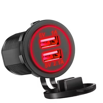 5V 3.1 A 12V dual USB Car Charger With panel waterproof power adapter socket outlet motorcycle boat vehicles
