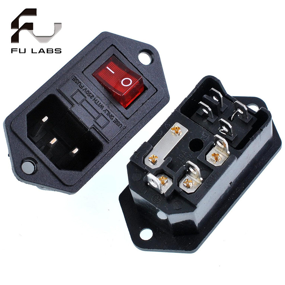 10A 250V AC-008 AC Power Socket with Rocker Switch and Fuse Socket  Switch Connector Plug