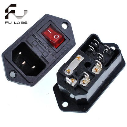 10A 250V AC-008 AC Power Socket with Rocker Switch and Fuse Socket  Switch Connector Plug
