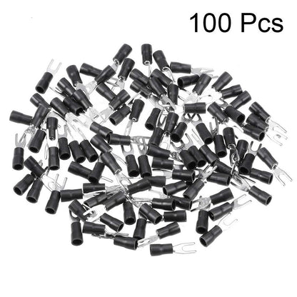 100PCS Insulated Fork Wire Connector Electrical Crimp Terminal SV1.25-3 Random color