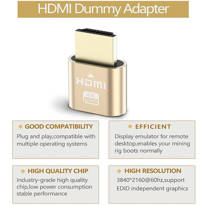 Fulabs HDMI-compatible Dummy Plug HDMI-compatible Monitor Emulator DDC EDID 4K Virtual Display Adapter V2F6