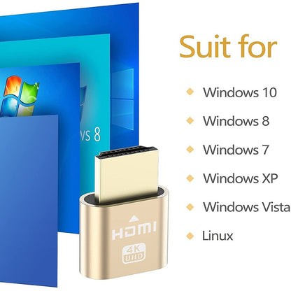 Fulabs HDMI-compatible Dummy Plug HDMI-compatible Monitor Emulator DDC EDID 4K Virtual Display Adapter V2F6