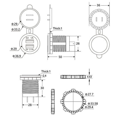 5V 3.1 A 12V dual USB Car Charger With panel waterproof power adapter socket outlet motorcycle boat vehicles