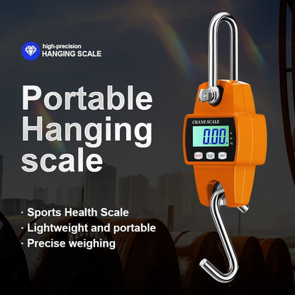 300KG/500KG/1000KG/2000KG 1T 2T Mini Crane Scale Industrial Hook Hanging Weight Digital LCD Display