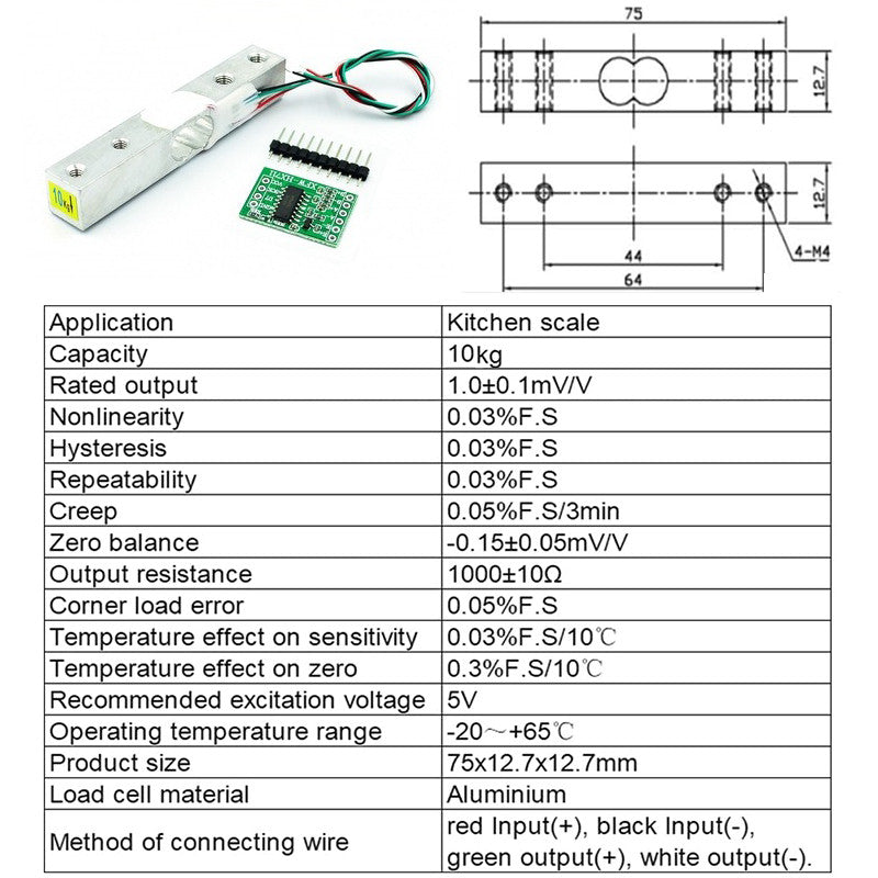 Load Cell Amplifier HX711 & Straight Bar Load Cell Weight Sensor 1kg  | 5kg | 10kg | 20kg