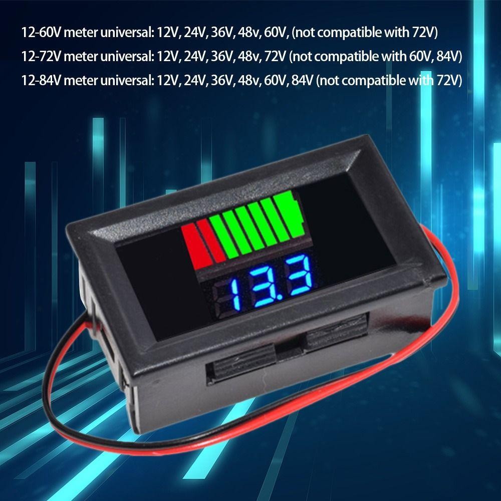 Fulabs Waterproof Lithium Battery Capacity Meter High Precision LED Voltmeter Tester 12V 24V 36V 48V 60V 72V 84V