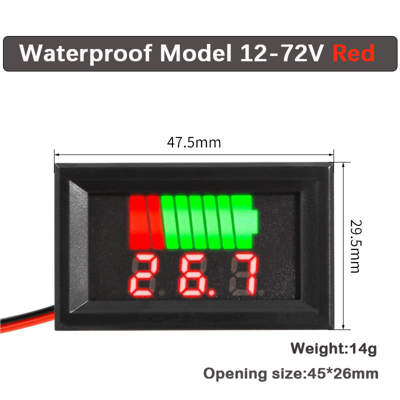 Fulabs Waterproof Lithium Battery Capacity Meter High Precision LED Voltmeter Tester 12V 24V 36V 48V 60V 72V 84V