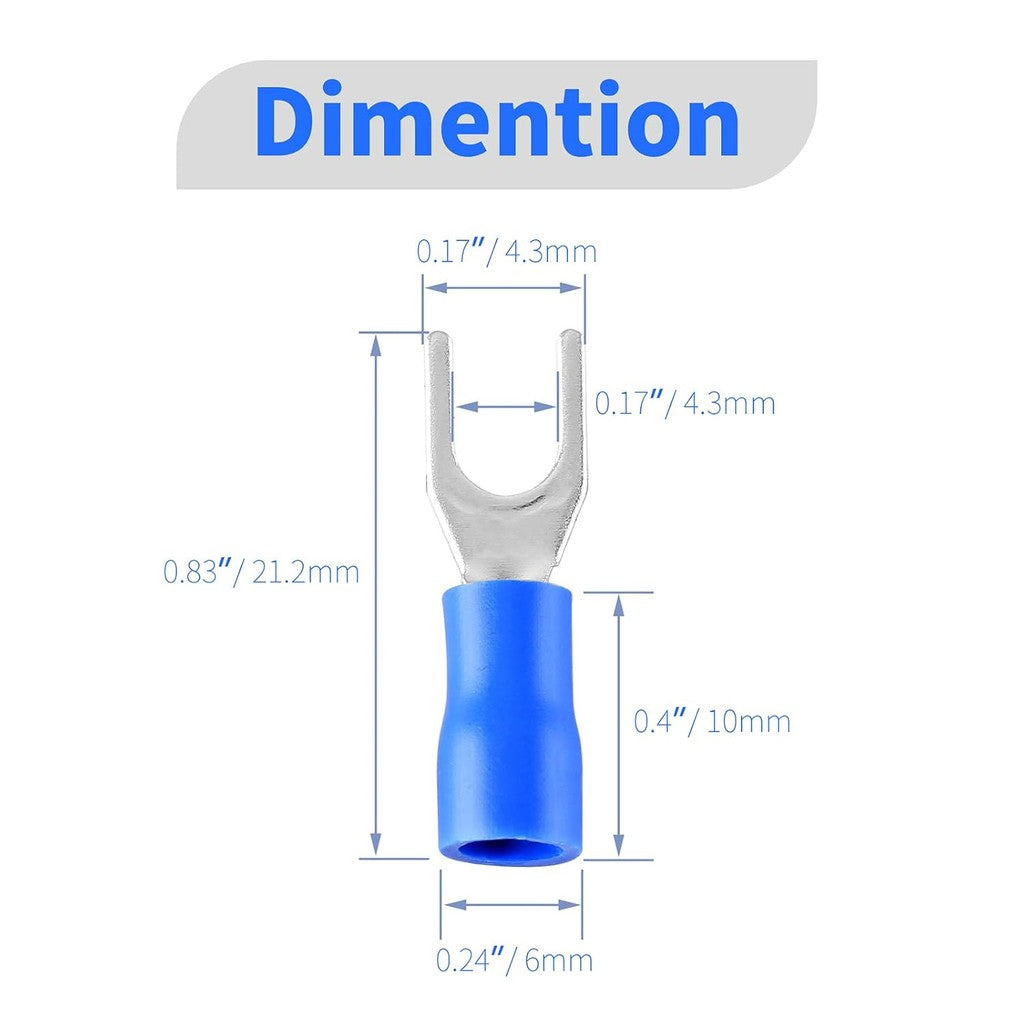 100PCS Insulated Fork Wire Connector Electrical Crimp Terminal SV1.25-3 Random color