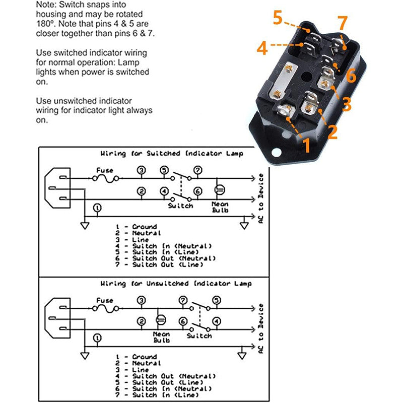 10A 250V AC-008 AC Power Socket with Rocker Switch and Fuse Socket  Switch Connector Plug