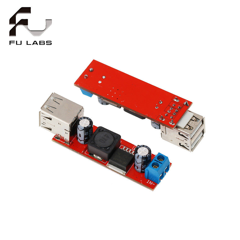 Fulabs Dual USB Output 9V / 12V / 24V / 36V Car Charger Switch 5V DC-DC Power Supply Module 3A Buck Regulator