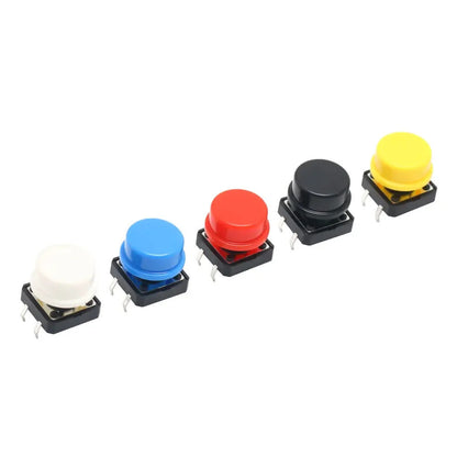 5 Colors Micro Switch Button Tact Cap Tactile Push Button Switch Momentary 25Pcs/Set 12*12*7.3MM