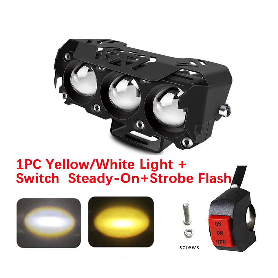 3 Lens Super bright LED Mini Driving Light Spot Light Fog Lamp For Motorcycle Car and Truck 12/24V Strobe Flash