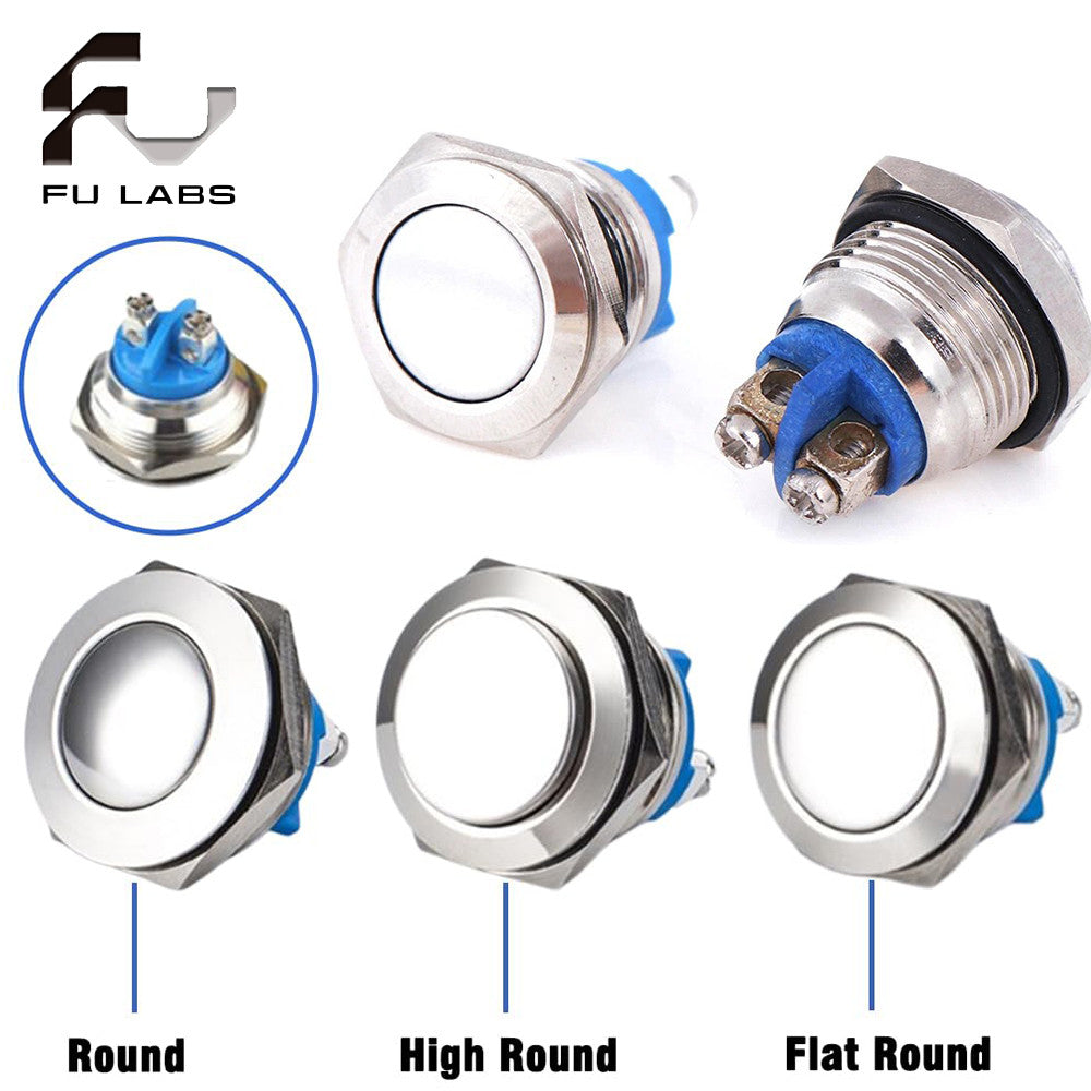 16mm 19mm 22mm 3A/12V/24V DC 220V AC  Metal Waterproof Push Button Momentary Horn Switch Start 1PC
