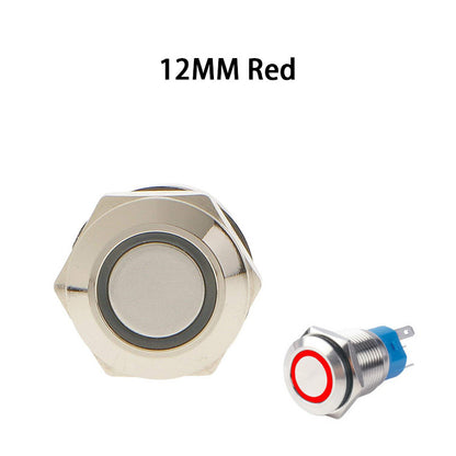 12mm Waterproof Metal Push Button Switch 12V-24V LED Light Momentary Latching Car Power Switch