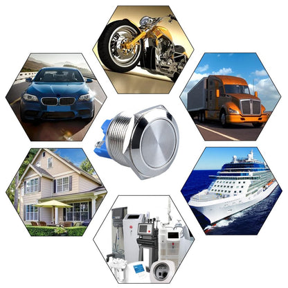 16mm 19mm 22mm 3A/12V/24V DC 220V AC  Metal Waterproof Push Button Momentary Horn Switch Start 1PC