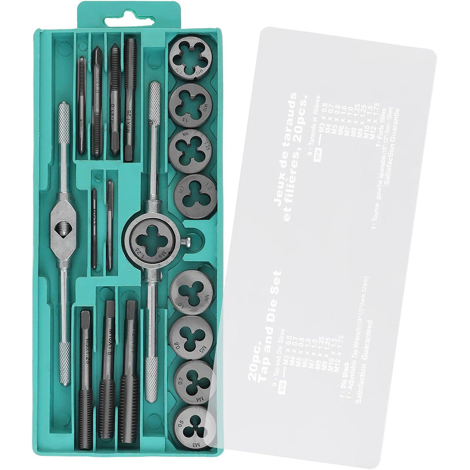 6/8/12/20PCS Adjustable Tap and Die Set Hand Tap Wrench threader Metric Threading Tool Set