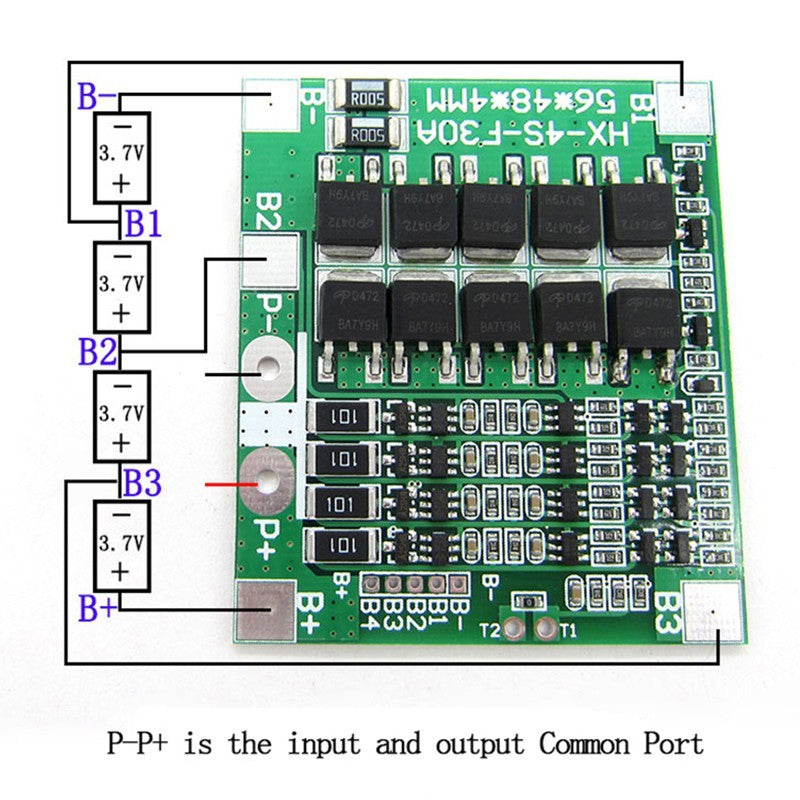 4S 30A 14.8V Li-Ion 18650 Battery BMS LiFePO4 Protection Module Balance Circuit with Bonding Wire