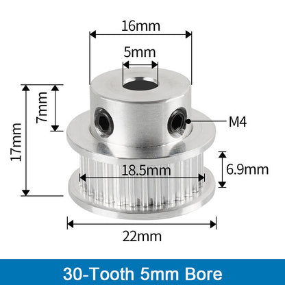 GT2 Timing Pulleys 30 36 40 Tooth 2GT Wheel Parts Bore 5mm 8mm Aluminium Gear Teeth Width 6mm 3D Printers Part