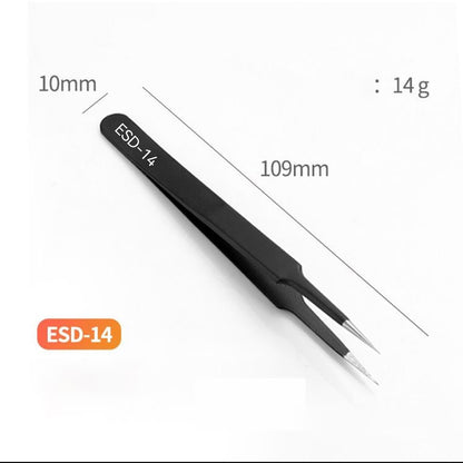 Precision 6pc Anti-static ESD Tweezers Set Straight Curved Electronic Craft Jewellery