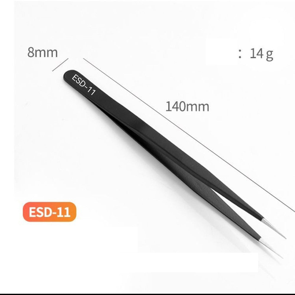 Precision 6pc Anti-static ESD Tweezers Set Straight Curved Electronic Craft Jewellery