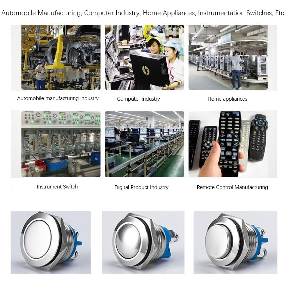 16mm 19mm 22mm 3A/12V/24V DC 220V AC  Metal Waterproof Push Button Momentary Horn Switch Start 1PC