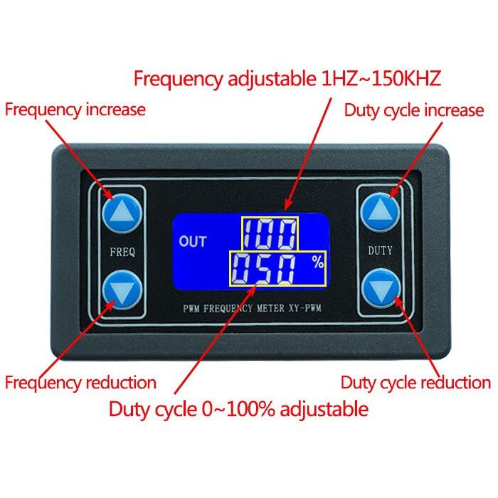 Fulabs Digital display PWM pulse frequency duty ratio 1HZ~150KHZ adjustable Square wave rectangular wave signal generator