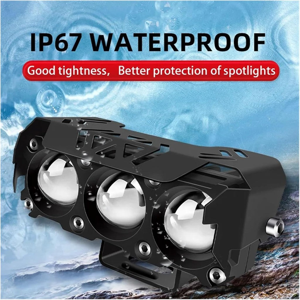 3 Lens Super bright LED Mini Driving Light Spot Light Fog Lamp For Motorcycle Car and Truck 12/24V Strobe Flash