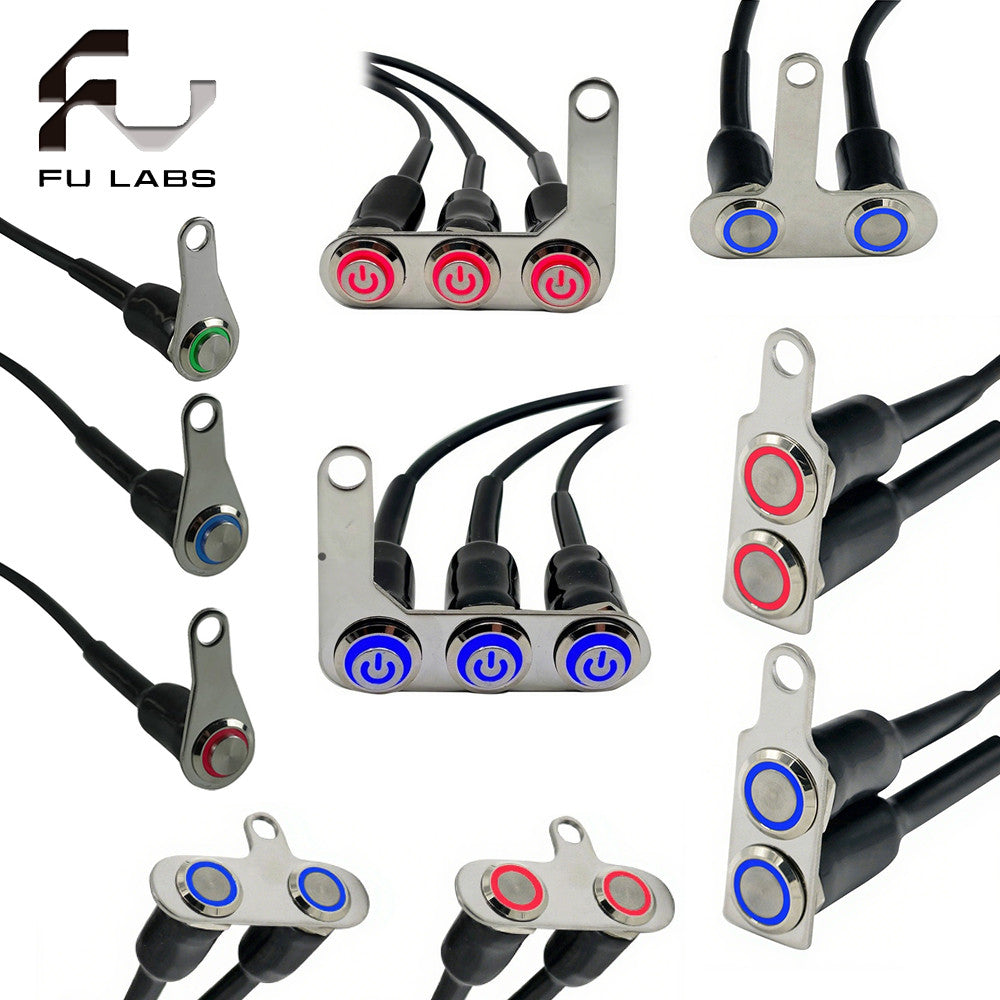 12V 16mm Waterproof LED Halo Switch Double ON-OFF  Button Switch 2in1，3 in1 LED Switch