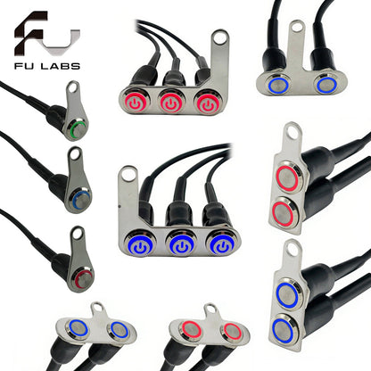 12V 16mm Waterproof LED Halo Switch Double ON-OFF  Button Switch 2in1，3 in1 LED Switch