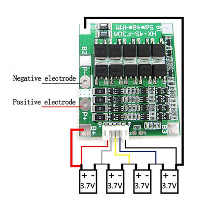 4S 30A 14.8V Li-Ion 18650 Battery BMS LiFePO4 Protection Module Balance Circuit with Bonding Wire