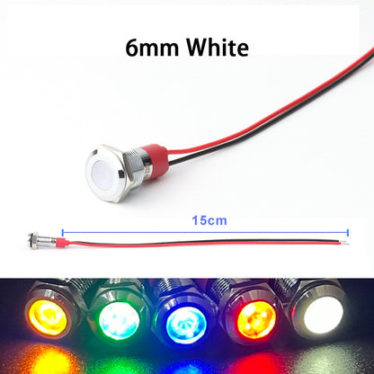 6mm Metal Indicator Light LED Warning Signal Lamp Pilot Wires Switch  12V-24V