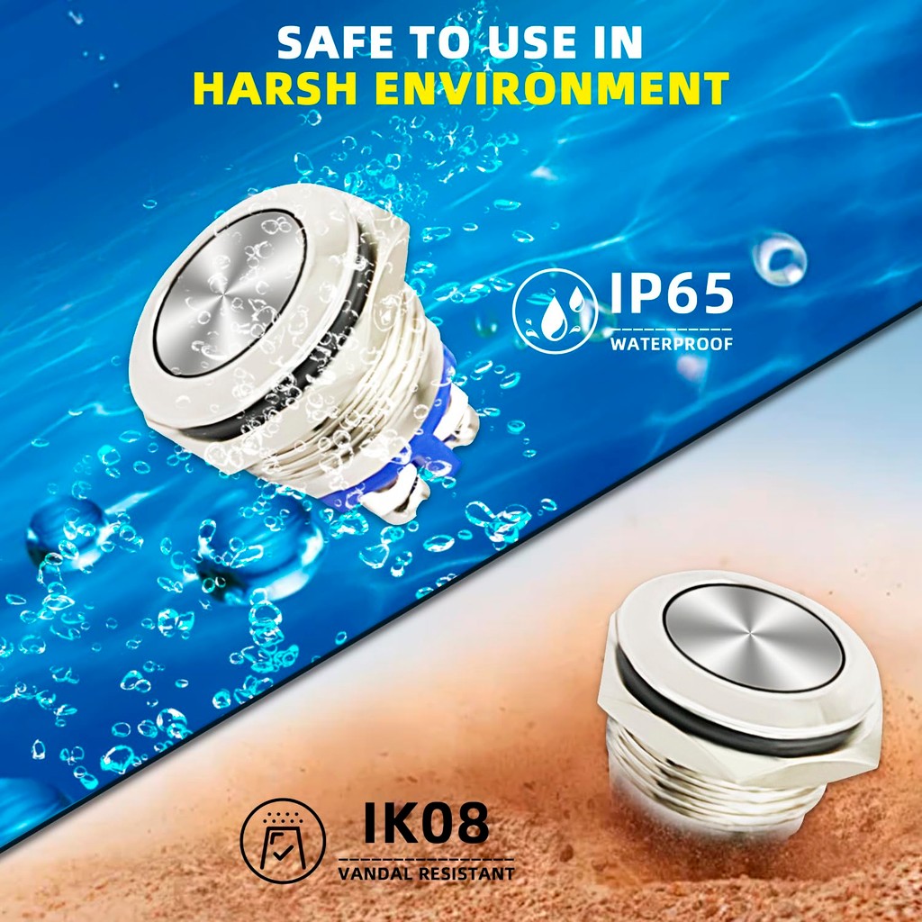 16mm 19mm 22mm 3A/12V/24V DC 220V AC  Metal Waterproof Push Button Momentary Horn Switch Start 1PC