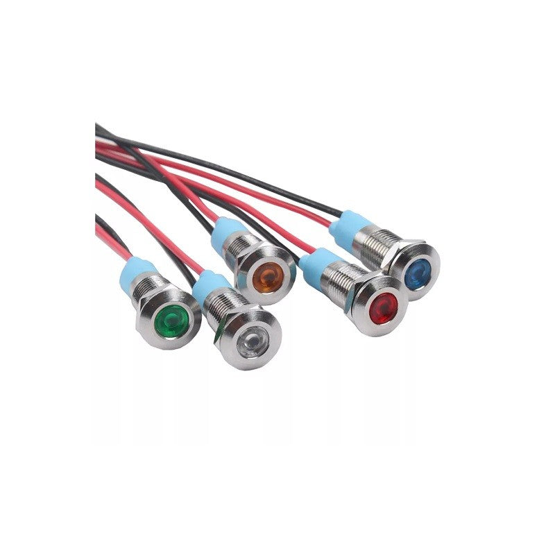 6mm Metal Indicator Light LED Warning Signal Lamp Pilot Wires Switch  12V-24V