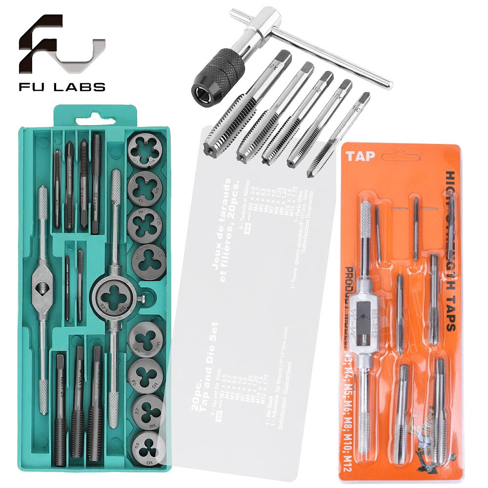 6/8/12/20PCS Adjustable Tap and Die Set Hand Tap Wrench threader Metric Threading Tool Set