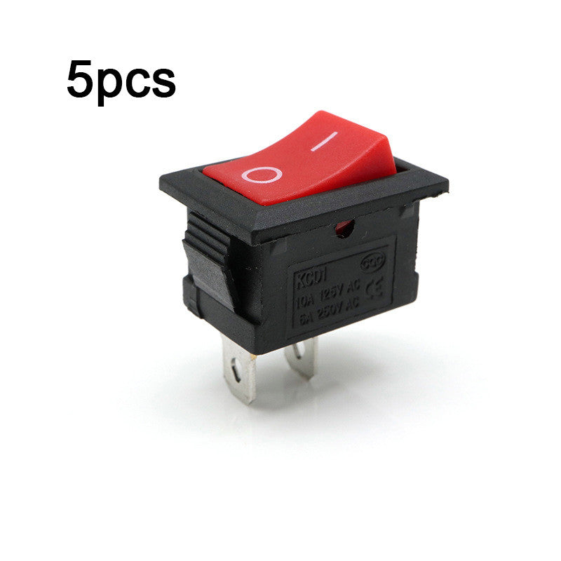 5Pcs KCD1 Rocker Switch 21*15mm 6A/250V AC 10A/125V AC Black Red 2Pin ON-OFF