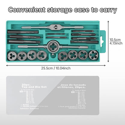 6/8/12/20PCS Adjustable Tap and Die Set Hand Tap Wrench threader Metric Threading Tool Set