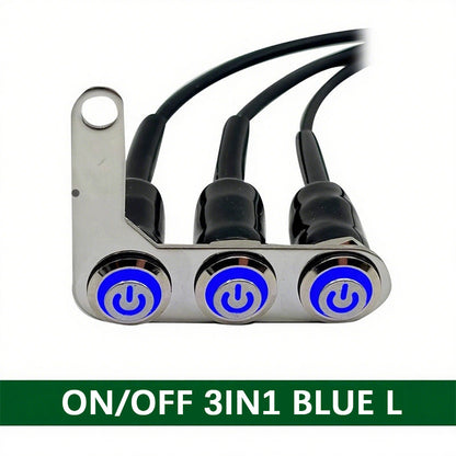 12V 16mm Waterproof LED Halo Switch Double ON-OFF  Button Switch 2in1，3 in1 LED Switch