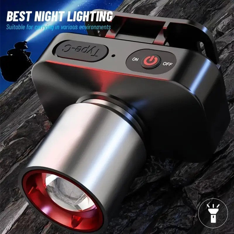 Headlight Flashlight Rechargeable Waterproof Zoomable Induction Headlamp Outdoor Emergency Light