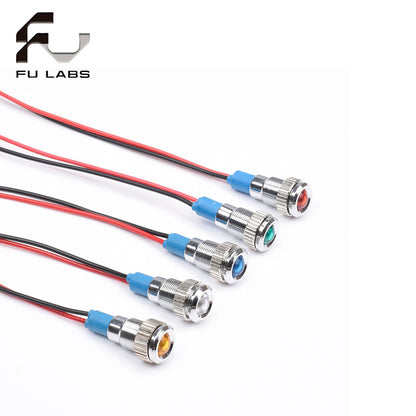 6mm Metal Indicator Light LED Warning Signal Lamp Pilot Wires Switch  12V-24V