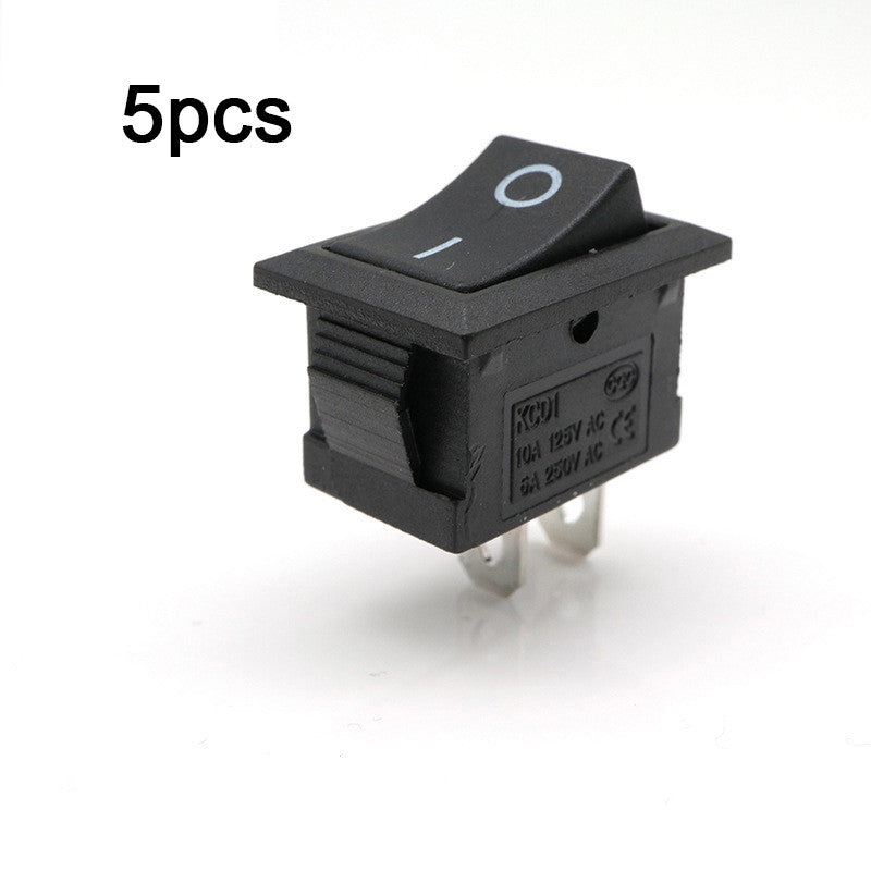 5Pcs KCD1 Rocker Switch 21*15mm 6A/250V AC 10A/125V AC Black Red 2Pin ON-OFF