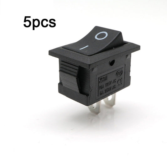 5Pcs KCD1 Rocker Switch 21*15mm 6A/250V AC 10A/125V AC Black Red 2Pin ON-OFF
