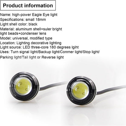 12V 24V 18MM Car Motorcycle  Car Fog DRL Day time Reverse Parking Signal  Eagle Eye Light LED