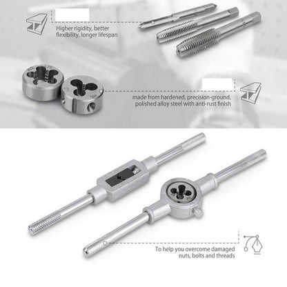 6/8/12/20PCS Adjustable Tap and Die Set Hand Tap Wrench threader Metric Threading Tool Set