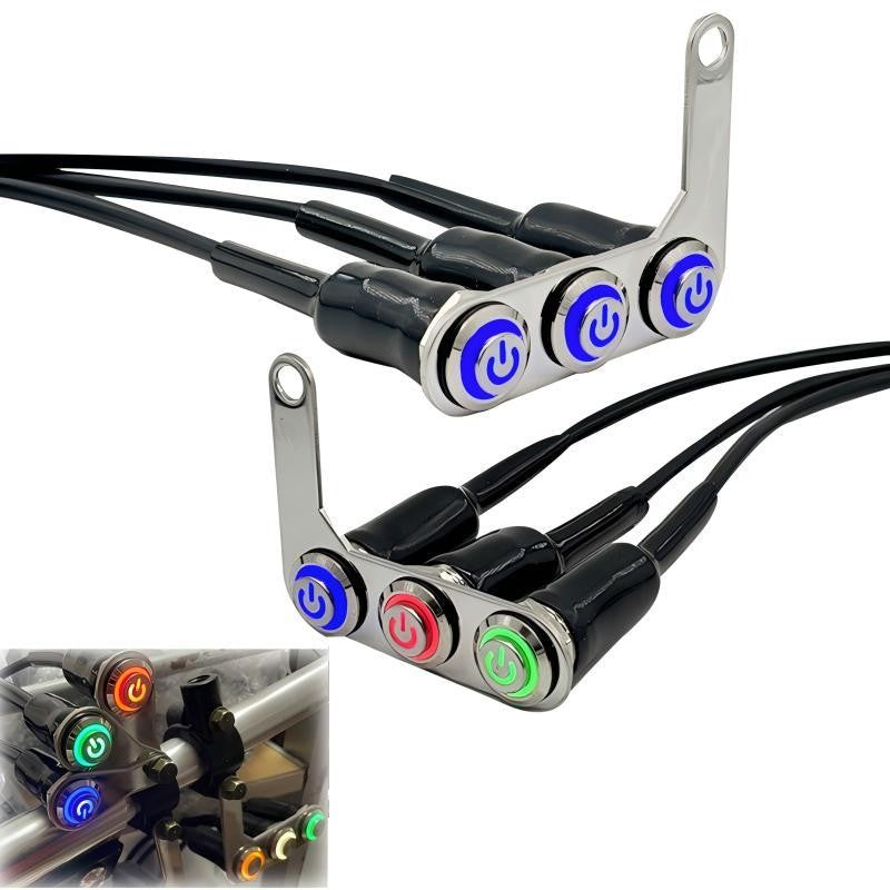 12V 16mm Waterproof LED Halo Switch Double ON-OFF  Button Switch 2in1，3 in1 LED Switch