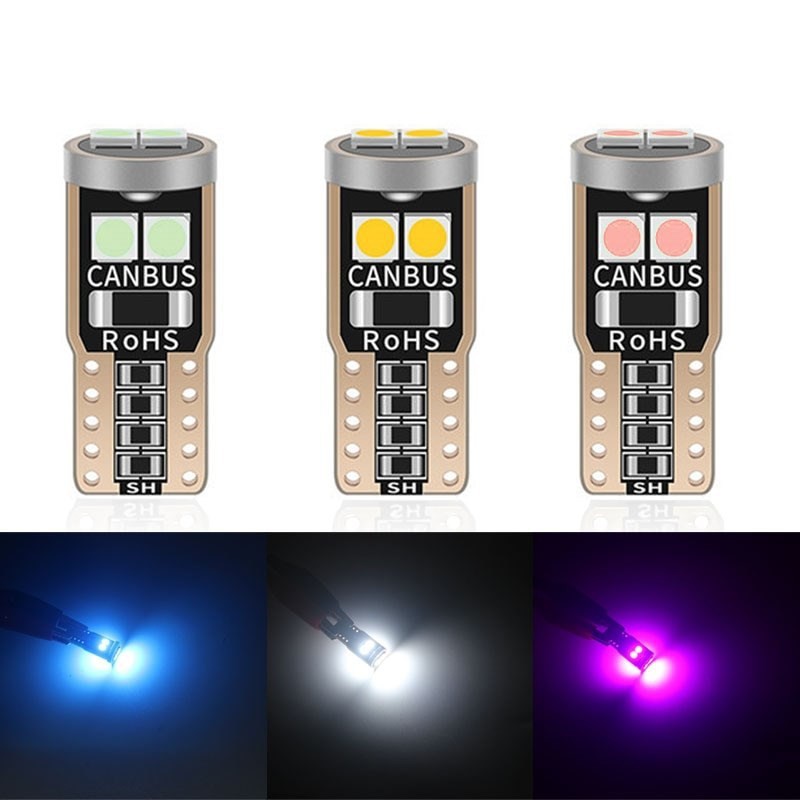 1PCS T10 led park light Car W5W  canbus light 6SMD 3030 LED Instrument Lights bulb Wedge Plate Dome light no error 12V 6000K car motorcycle light
