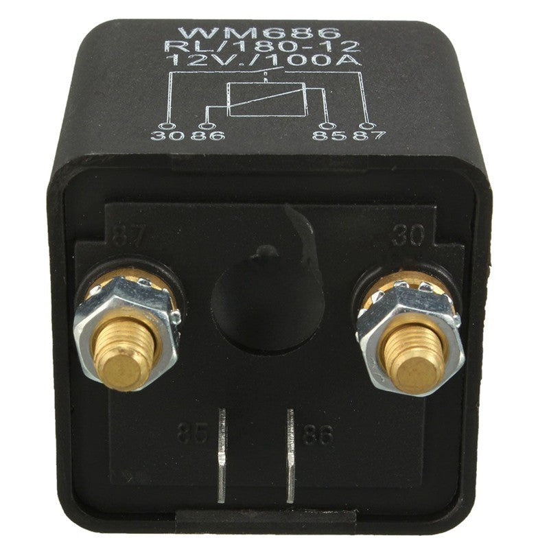 WM686 12V 100Amp 4-Pin Heavy Duty ON/OFF Switch Split Charge Relay Black