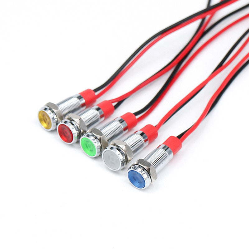 6mm Metal Indicator Light LED Warning Signal Lamp Pilot Wires Switch  12V-24V